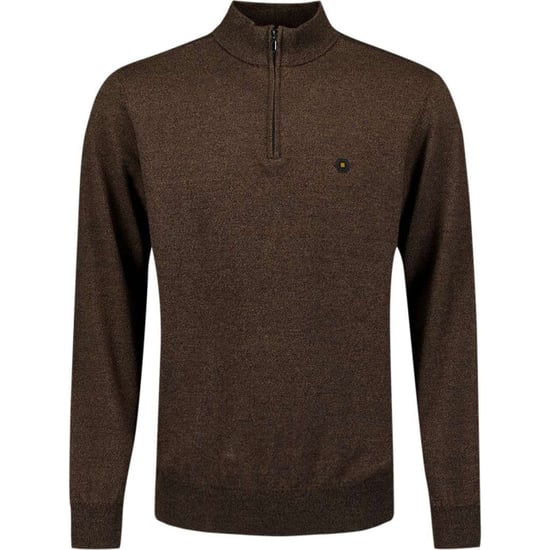No Excess Pullover half zip 2 coloured melang taupe - Image 3