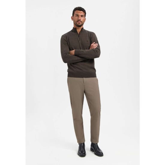 No Excess Pullover half zip 2 coloured melang taupe - Image 6