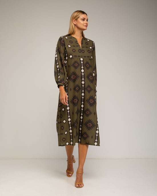 Midi-jurk met etnische print - Image 2