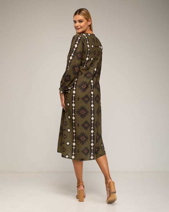Midi-jurk met etnische print - Image 3