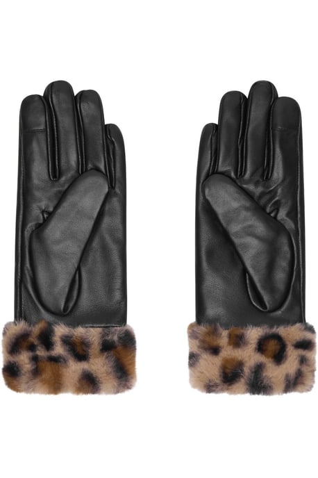 Real Leather Glove With Faux Fur Cuff - Image 2