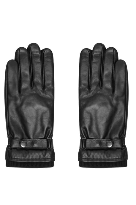 Real Leather Glove With Knit Rib Cuff And Buckle - Image 1