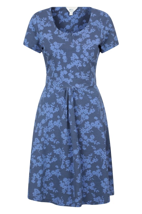 Orchid Patterned Women's UV Summer Dress with Side Pockets Holiday Beach Dress Blue - Image 5