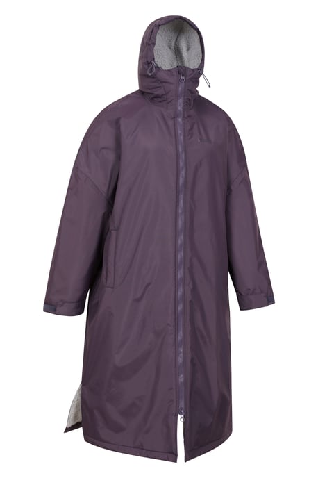 'Tidal' Women's Changing Robe with Front Pockets Adjustable Hood Waterproof Beach Parka Purple - Image 3