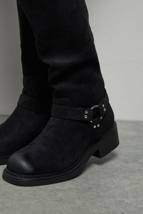 Faith: Bia Faux Suede Knee High Biker Boots - Image 3