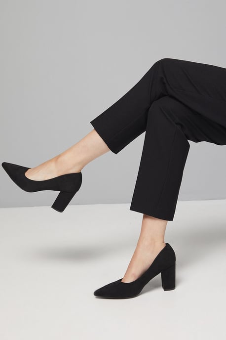 Good For The Sole: Wide Fit Exmoor Faux Suede Comfort Medium Block Heel Court Shoes - Image 2