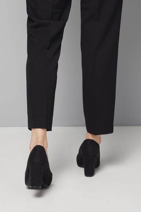 Good For The Sole: Wide Fit Exmoor Faux Suede Comfort Medium Block Heel Court Shoes - Image 4