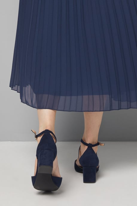 Good For The Sole: Wide Fit Millie Comfort Faux Suede Cross Strap Medium Heel Court Shoes - Image 4