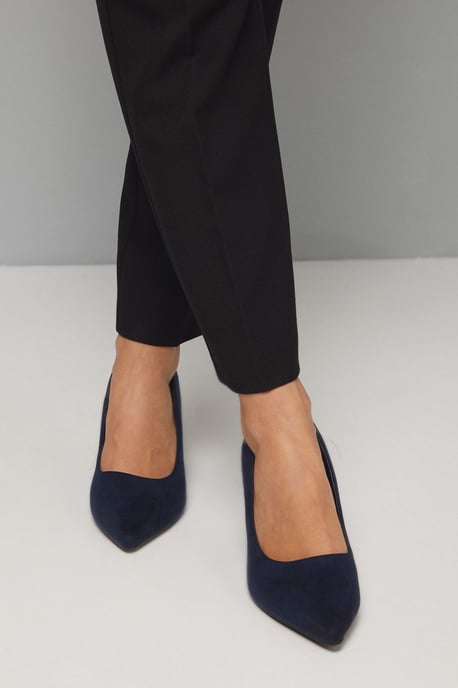 Good For The Sole: Wide Fit Exmoor Faux Suede Comfort Medium Block Heel Court Shoes - Image 2