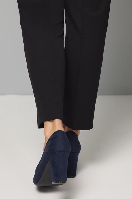 Good For The Sole: Wide Fit Exmoor Faux Suede Comfort Medium Block Heel Court Shoes - Image 3