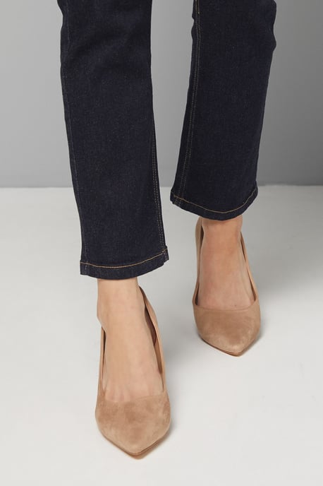 Good For The Sole: Wide Fit Exmoor Faux Suede Comfort Medium Block Heel Court Shoes - Image 3