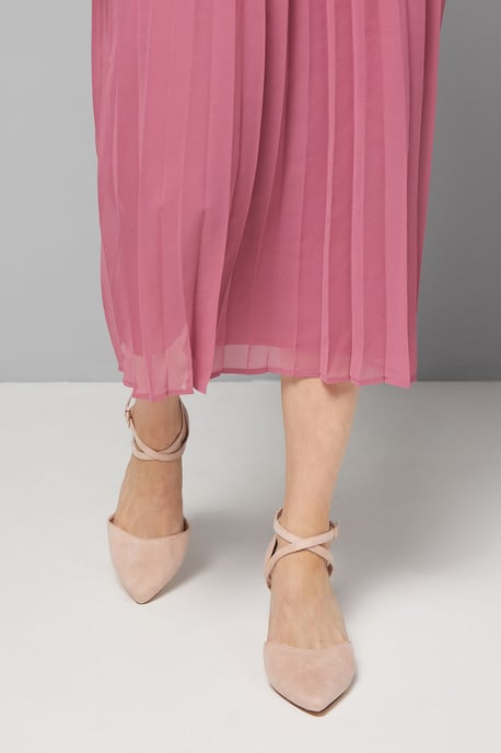 Good For The Sole: Wide Fit Millie Comfort Faux Suede Cross Strap Medium Heel Court Shoes - Image 3