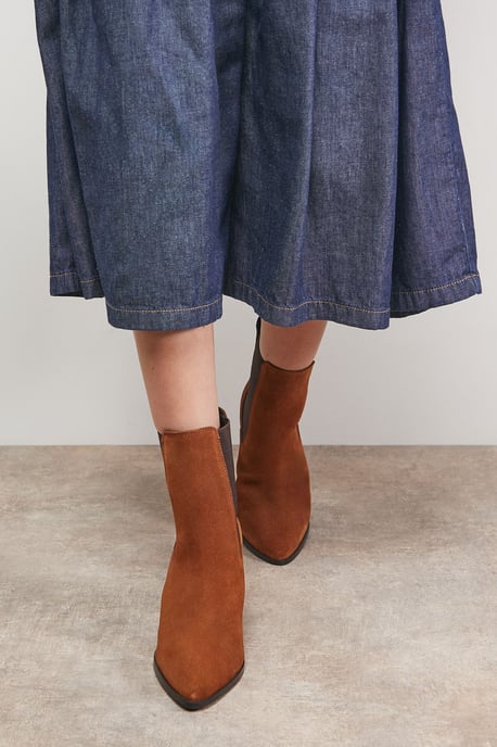 Moss Suede Chelsea High Block Heel Ankle Boots - Image 3