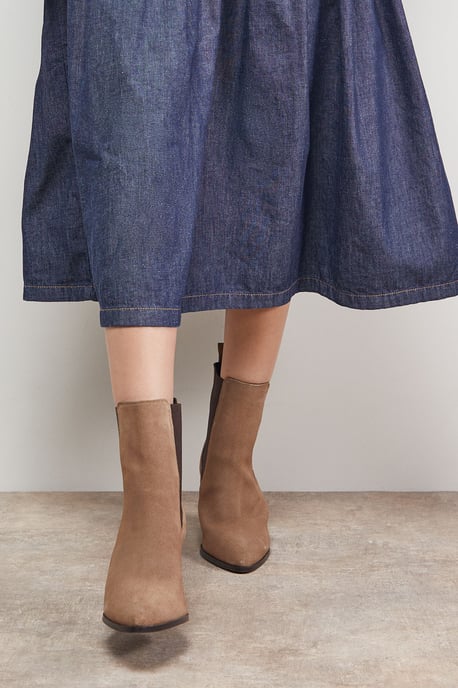 Moss Suede Chelsea High Block Heel Ankle Boots - Image 2