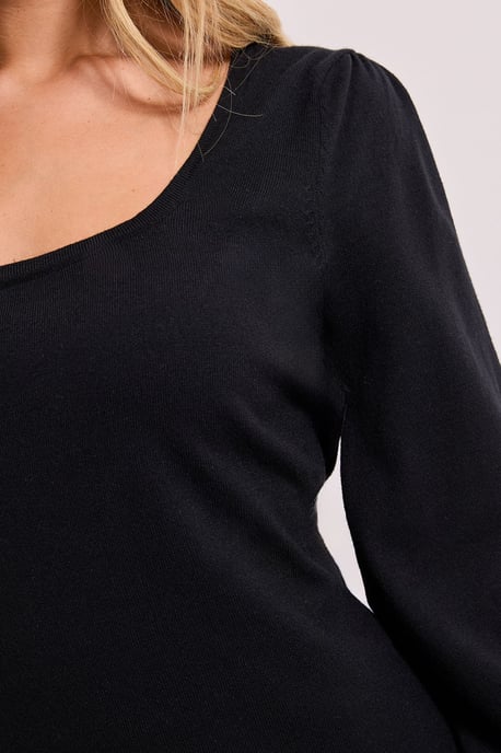 Square Neck Balloon Sleeve Dress - Image 5