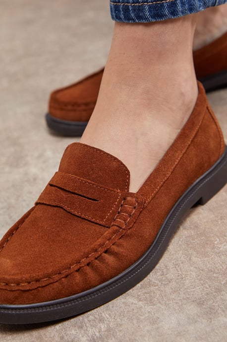 Beth Suede Grandad Penny Loafers - Image 4