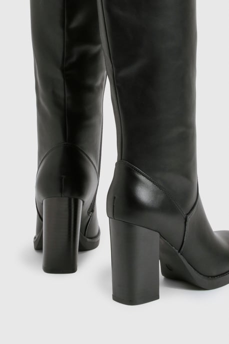 Platform Stretch Knee High Boots - Image 4