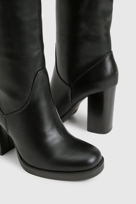 Platform Stretch Knee High Boots - Image 6