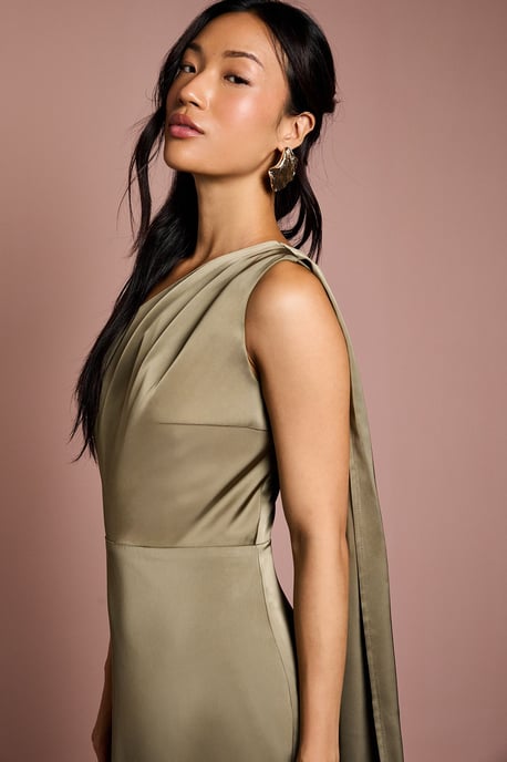 Coast Honoured Drape One Shoulder Satin Maxi Bridesmaid Dress - Image 2