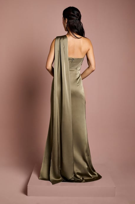 Coast Honoured Drape One Shoulder Satin Maxi Bridesmaid Dress - Image 3