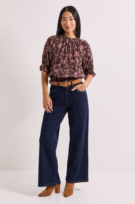 Petite Frill Neck Shirred Cuff Blouse - Image 2