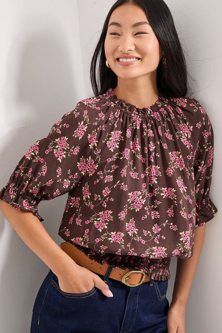 Petite Frill Neck Shirred Cuff Blouse - Image 5