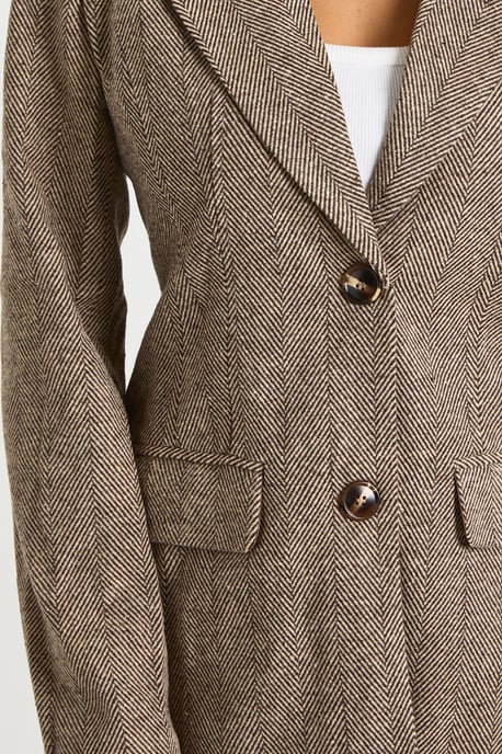 Herringbone Single Breasted Oversized Blazer - Image 4