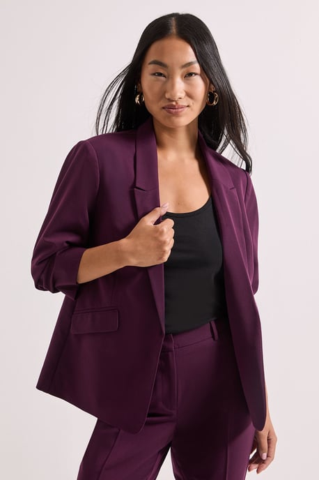 Petite Ruched Sleeve Blazer - Image 4