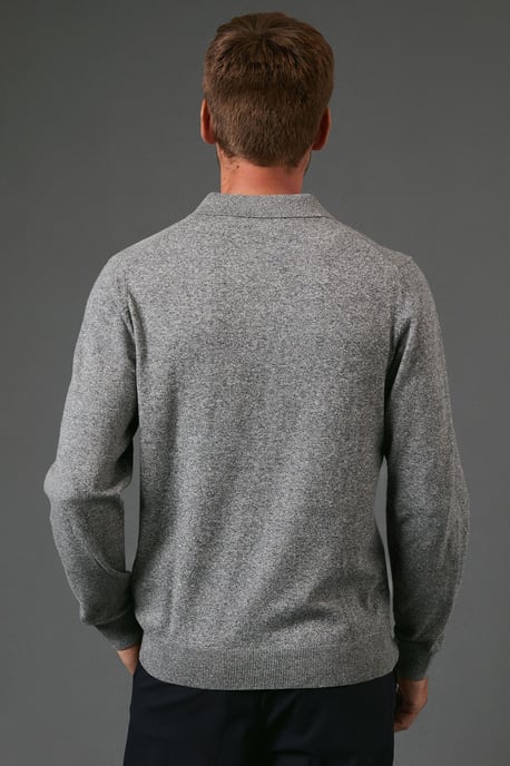 Cotton Rich Long Sleeve Knitted Polo - Image 3