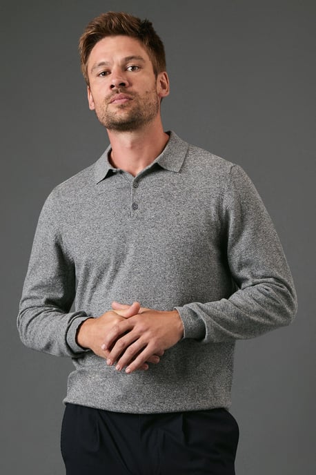 Cotton Rich Long Sleeve Knitted Polo - Image 4