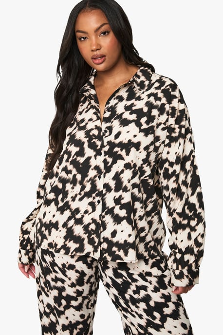 Plus Abstract Basic Long Sleeve Shirt - Image 1