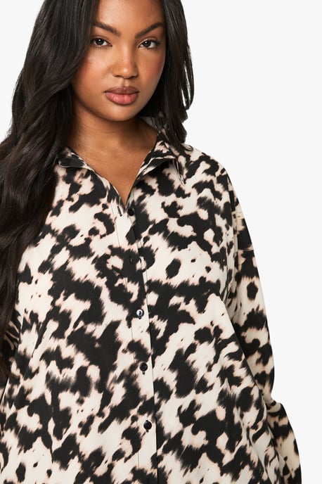 Plus Abstract Basic Long Sleeve Shirt - Image 4