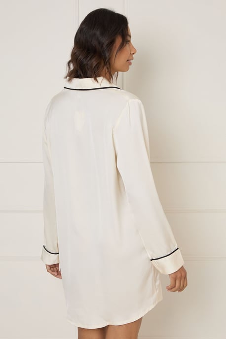Long Sleeve Plain Satin NIghtie - Image 3