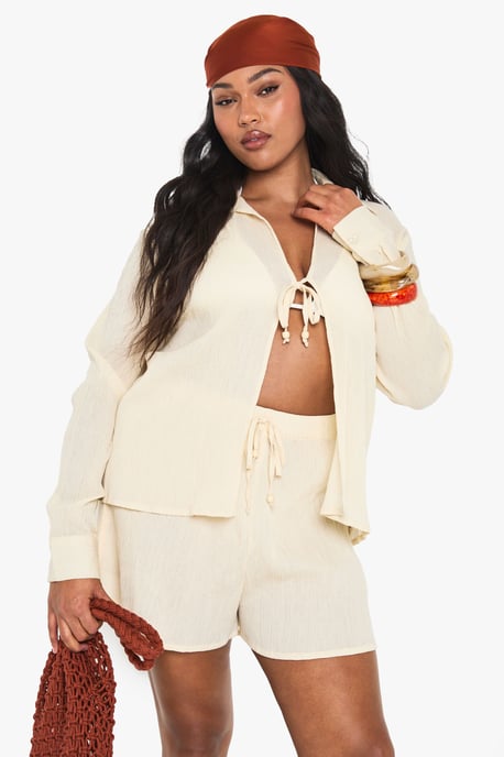 Plus Beaded Cheesecloth Beach Co Ord - Image 1