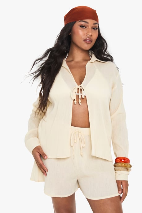 Plus Beaded Cheesecloth Beach Co Ord - Image 3