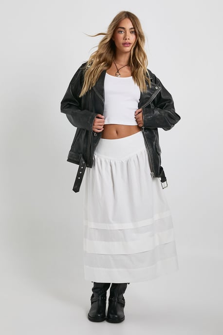 V Waist Volume Midaxi Skirt - Image 1