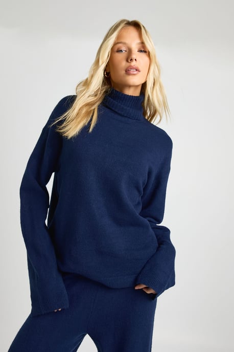 Super Soft Roll Neck Oversized Jumper and Wide Leg Trouser Co-Ord - Image 4