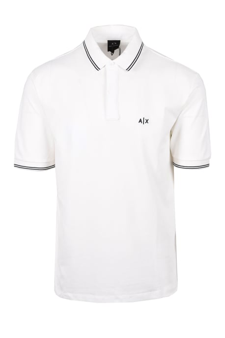 Armani Exchange Tipped Polo Shirt Off White - Image 1