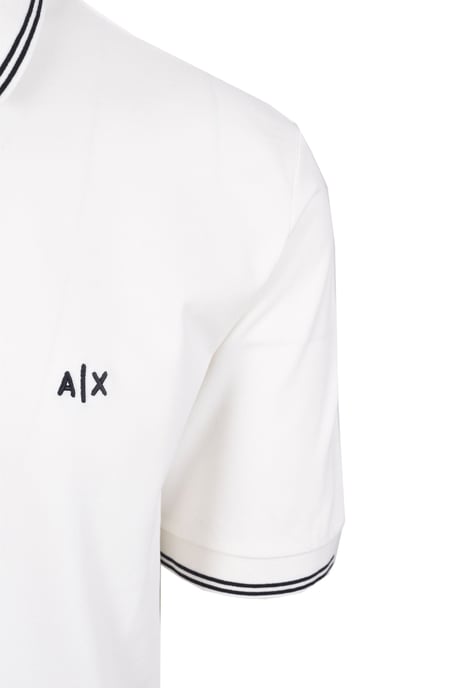 Armani Exchange Tipped Polo Shirt Off White - Image 4