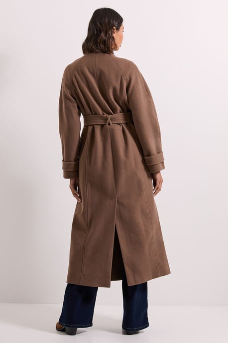 Classic Midi Funnel Neck Coat - Image 2