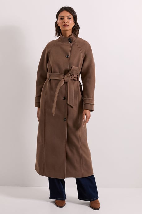 Classic Midi Funnel Neck Coat - Image 3