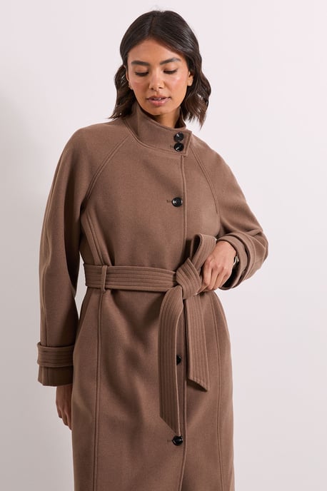 Classic Midi Funnel Neck Coat - Image 4