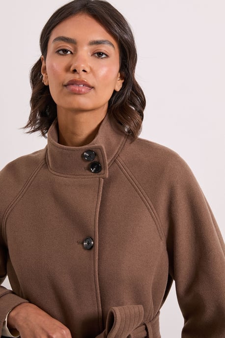 Classic Midi Funnel Neck Coat - Image 5