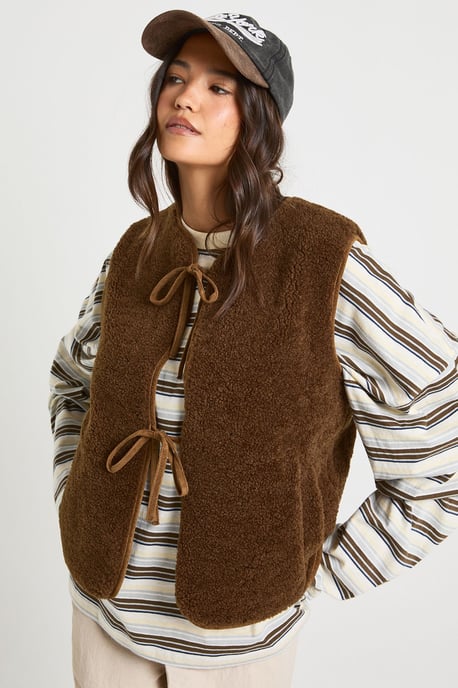 Teddy Tie Detail Gillet - Image 1