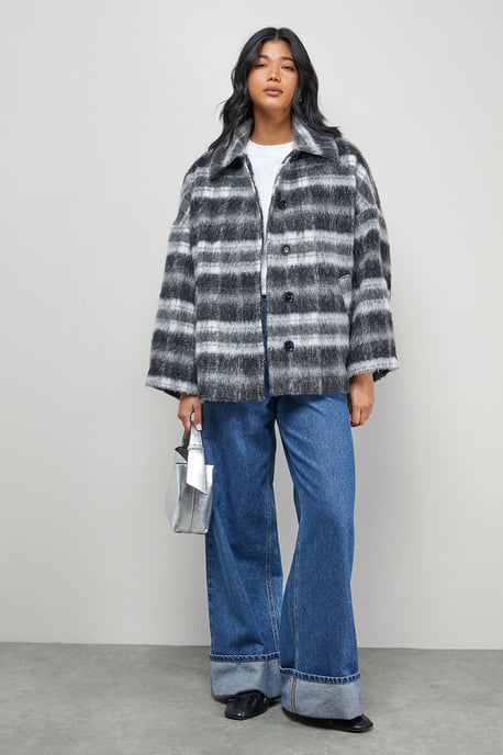 Check Oversized Short Car Coat - Image 2