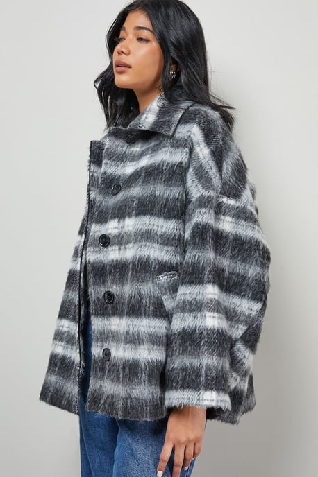 Check Oversized Short Car Coat - Image 4