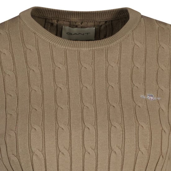 Gant Stretch Cotton Cable C-Neck Knitted Jumper - Image 3