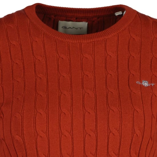 Gant Stretch Cotton Cable C-Neck Knitted Jumper - Image 3