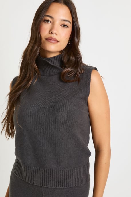 Split Neck Collar Super Soft Knitted Tank and Straight Leg Trouser Co-Ord - Image 4