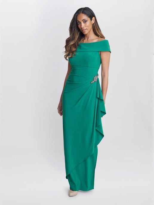 Jodie Off Shoulder Jersey Dress With Hip Detail - Image 1